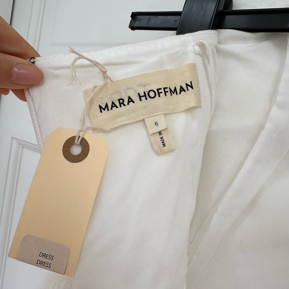 Mara Hoffman Maia White Linen Strapless Dress with Rose - Picture 9 of 12